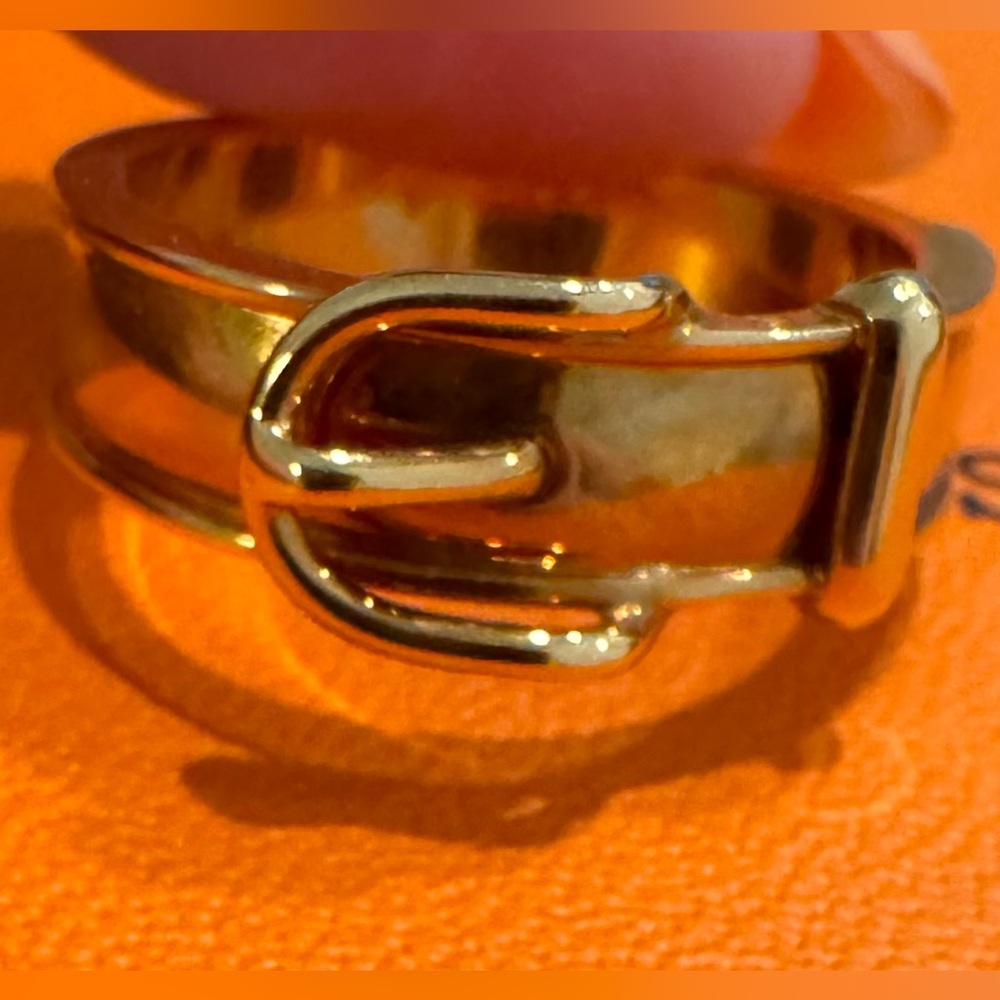 HERMES Belt Buckle Scarf Ring Gold Plated - Picture 6 of 6